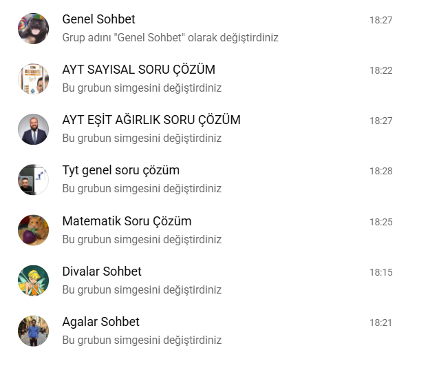 Sansar Koçluk WhatsApp topluluğundaki soru çözüm ve sohbet grupları